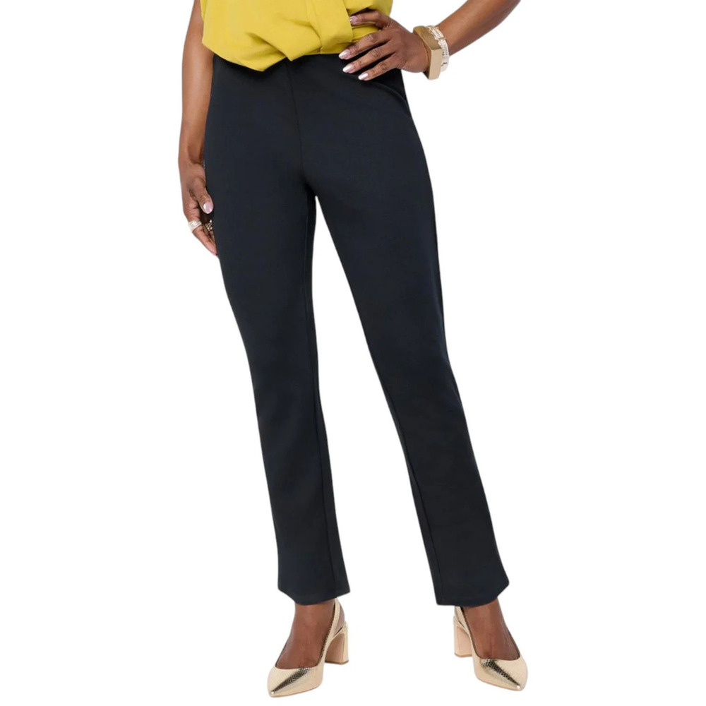 WynneCollection Women's 360 Stretch Straight-Leg Pant Black - Regular
